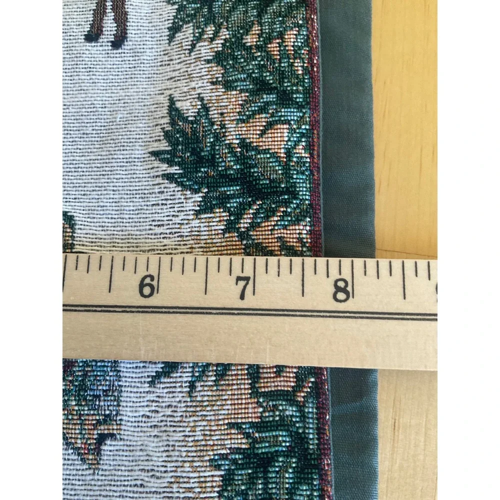 Vintage The Outdoorsman Tapestry Bell Pull  Hanging Moose Fish Cabin 8x41 USA